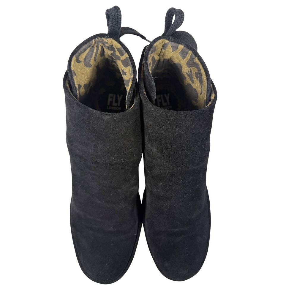 NEW FLY London Womens Yebi Wedge Boot, Suede Ankle Booties BLACK EU 41/US 10-10t - Picture 8 of 14